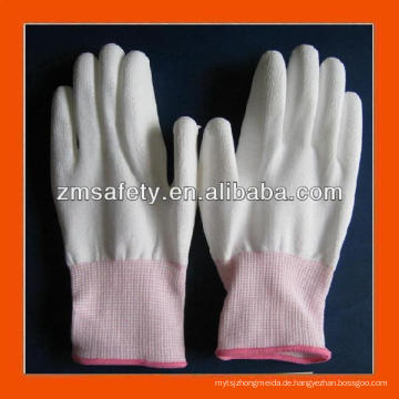 Niedriger Preis Nylon gestrickte fusselfreie PU-Handschuhe